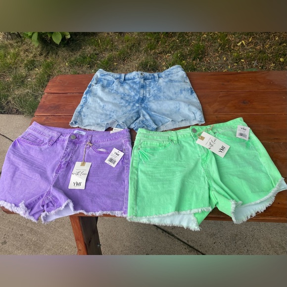 YMI shorts are $8 each or $12 for both. The tye dye is $6. $17 for all 3. - Picture 1 of 14